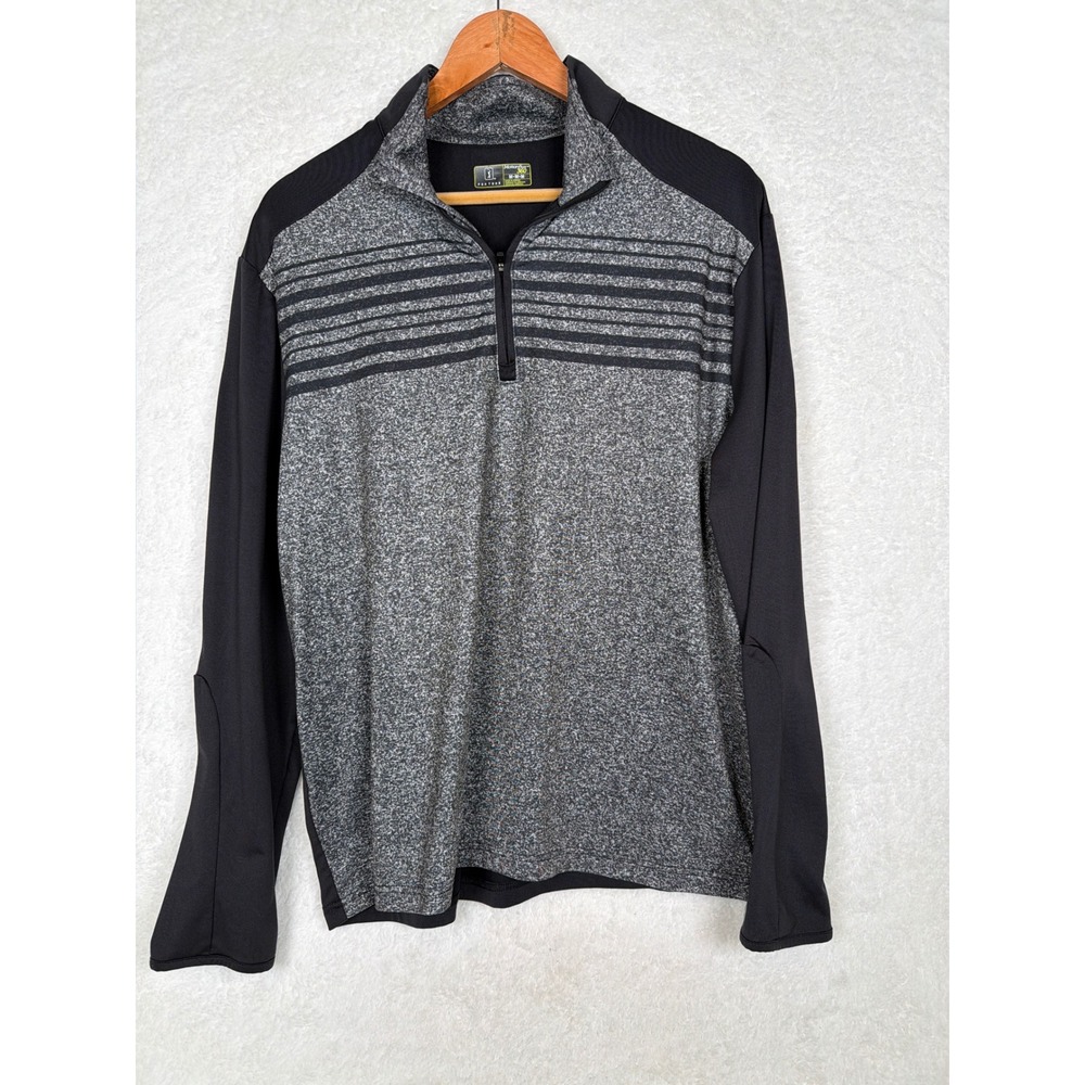 PGA Tour Pullover Mens Medium Gray Black Motionflux 360 Quarter Zip Golf Top